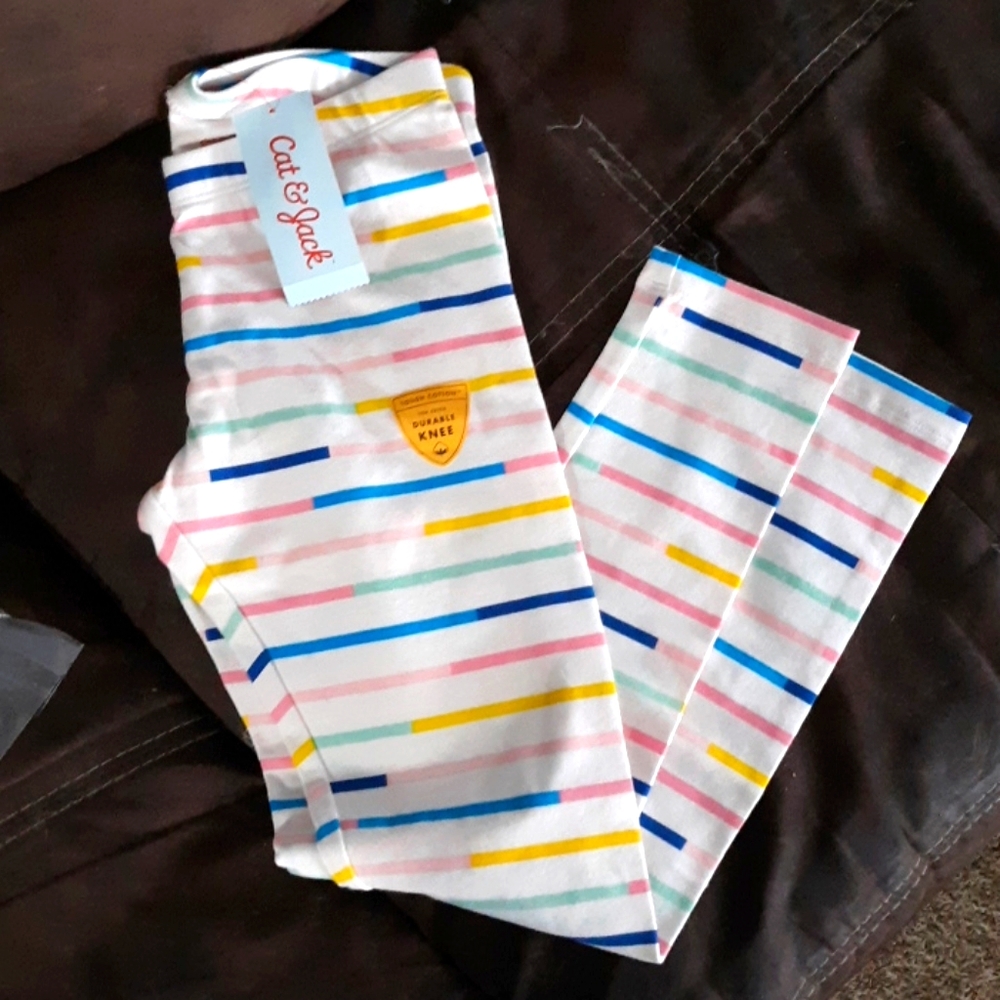 NWT girls striped leggings 2 pairs